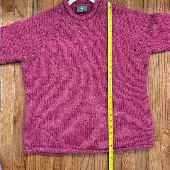 Aran Woollen Mills Brackloon Tweed Roll neck Sweater Pink 100% Wool Size Large - Picture 12 of 15